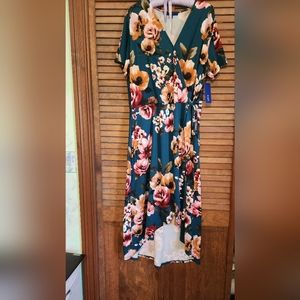 High Low Floral Wrap Dress